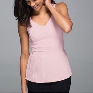 Lululemon Peplum City Tank Barely Pink Pleated Top Sz 6 Pickleball Tennis READ